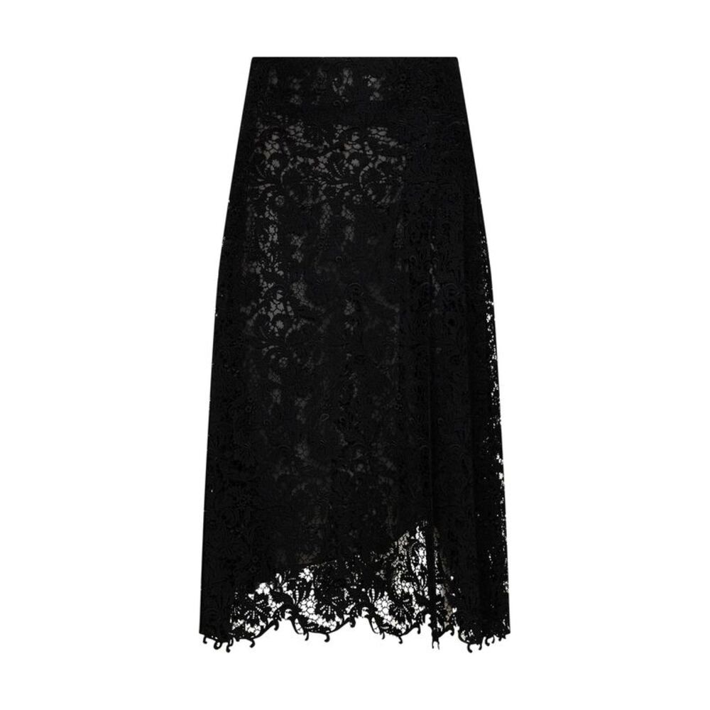 Fendi Women Black Lace Midi Skirt